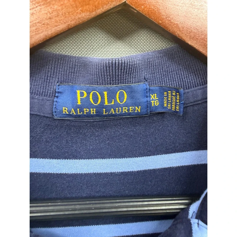 Polo Ralph Lauren Polo Shirt Mens Blue Striped Short Sleeve XL